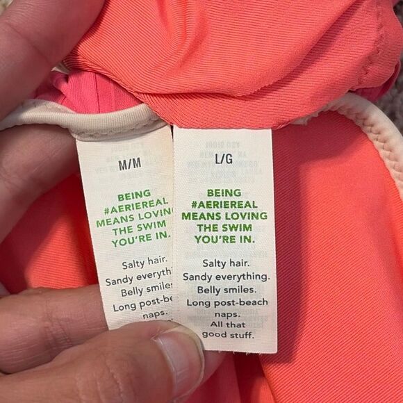 Aerie Pink Wide Rib High Waisted Bikini Swimsuit M/L - Picture 5 of 6